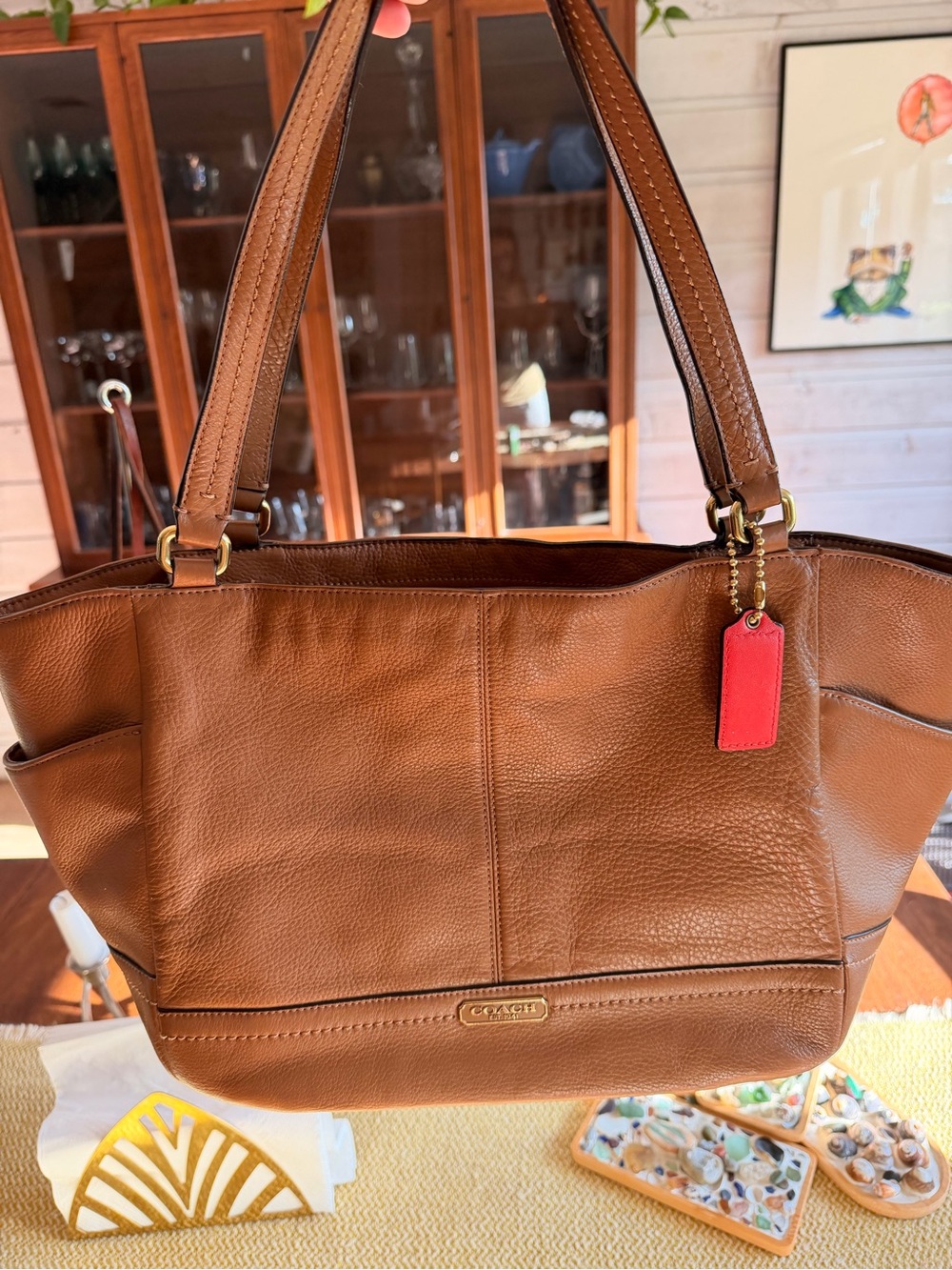 Coach Brown Pebbled Leather Shoulder Bag - Picture 12 of 12